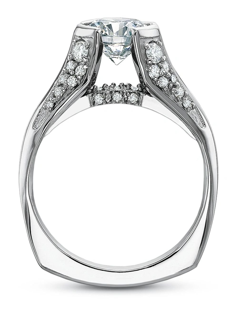 Anillo de compromiso catedral con pavé de diamantes, oro blanco